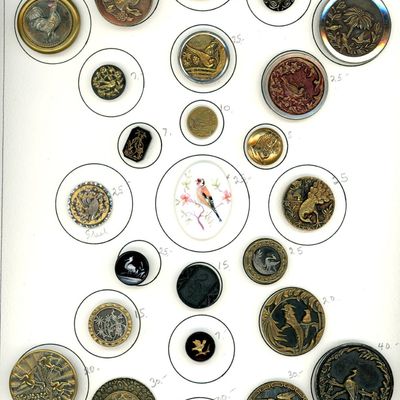 Sale Photo Thumbnail #414: A CARD OF DIVISION ONE AND THREE BIRD BUTTONS