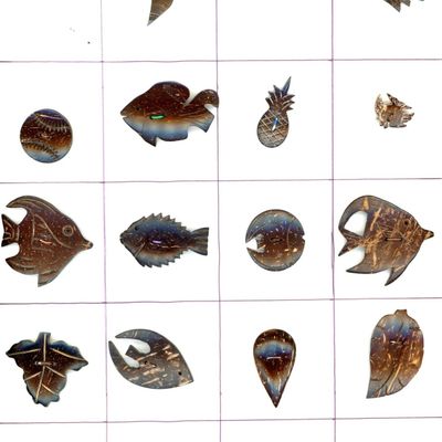 Sale Photo Thumbnail #260: A CARD OF DIVISION THREE COCONUT SHELL BUTTONS