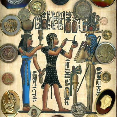 Sale Photo Thumbnail #407: A CARD OF DIV. 1 & 3 ASSORTED EGYPTIAN MOTIF BUTTONS