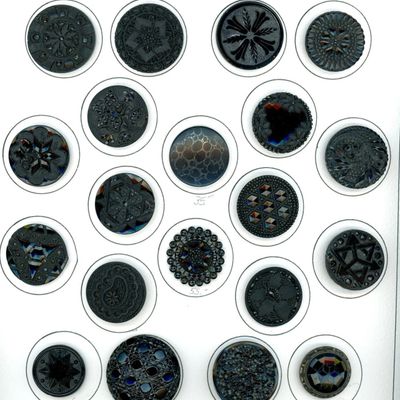 Sale Photo Thumbnail #332: A CARD OF DIVISION ONE BLACK GLASS BUTTONS