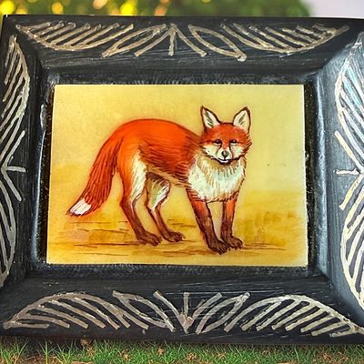 Sale Photo Thumbnail #439: A DIVISION THREE HAND PAINTED FOX BUTTON
