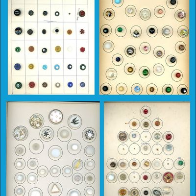 Sale Photo Thumbnail #128: 4 CARDS OF DIVISION ONE ASSORTED GLASS BUTTONS