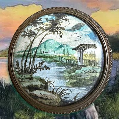 Sale Photo Thumbnail #360: A DIVISION ONE HAND PAINTING UNDER GLASS BUTTON