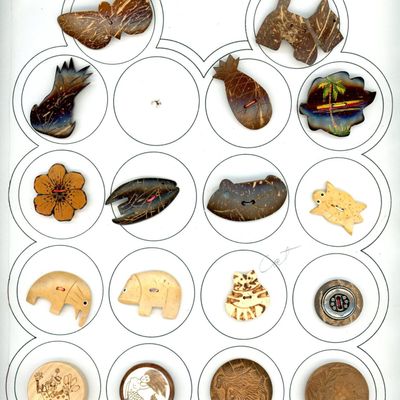 Sale Photo Thumbnail #261: A CARD OF DIVISION ONE AND THREE WOOD BUTTONS