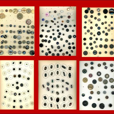 Sale Photo Thumbnail #129: 6 CARDS OF DIVISION 1 & 3 ASSORTED GLASS BUTTONS
