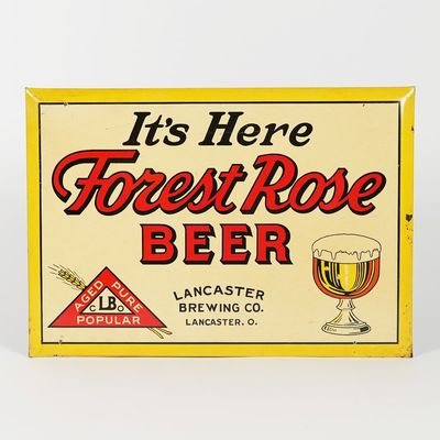 Sale Photo Thumbnail #368: Forest Rose Beer TOC Advertising Sign LANCASTER OHIO -RARE-