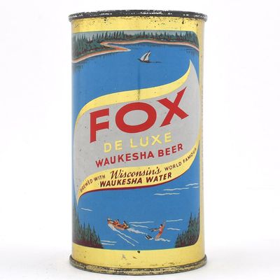 Fox De Luxe Waukesha Beer Flat Top BROWN TEXT FOX HEAD 65-23 EXCELLENT