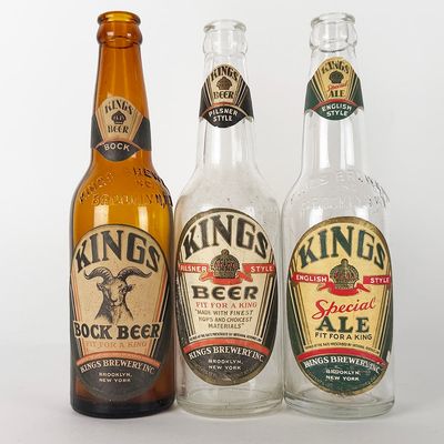 Sale Photo Thumbnail #455: Three Kings Labeled Bottles: Bock, Pilsner & Special Ale BROOKLYN NEW YORK