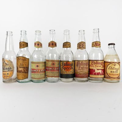 Sale Photo Thumbnail #456: Eight Ebling?s Labeled Bottles: White Head, White Horse, Extra & Special NEW YORK