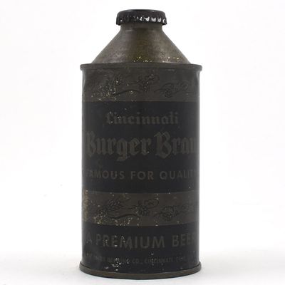 Burger Brau Beer Olive Drab Cone Top WITHDRAWN FREE 155-30 RARE