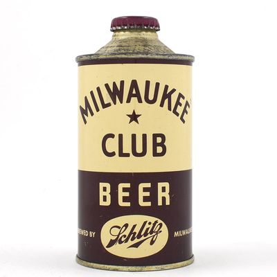 Sale Photo Thumbnail #203: Milwaukee Club Beer Cone Top NO ADDRESS OR ALC 173-28 EXCEPTIONAL