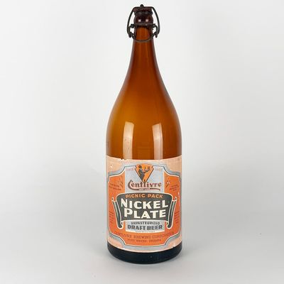 Sale Photo Thumbnail #469: Nickel Plate Picnic Pack Half-Gallon Draft Beer Bottle, Centlivre