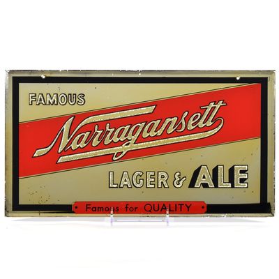 Sale Photo Thumbnail #375: Narragansett Lager-Ale 1940s Reverse-Painted Mirrored Glass Sign