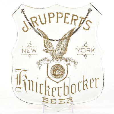 Sale Photo Thumbnail #379: Rupperts Knickerbocker Beer Pre-Prohibition Reverse Painted Etched Glass Sign