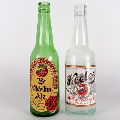 Sale Photo Thumbnail #441: Two Keeley Labeled Bottles: Ye Olde Inn Ale & Lager Beer CHICAGO