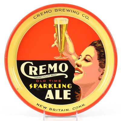 Sale Photo Thumbnail #384: Cremo Sparkling Ale 1930s Serving Tray WOMAN