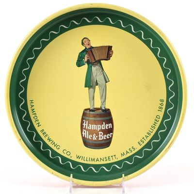 Sale Photo Thumbnail #387: Hampden Ale and Beer 1940s Serving Tray JOHNNY HAMPDEN ACCORDION