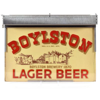 Sale Photo Thumbnail #352: Boylston Lager Beer Factory Scene Gillco Illuminated Hanging Sign GOLD UNIQUE OUTSTANDING