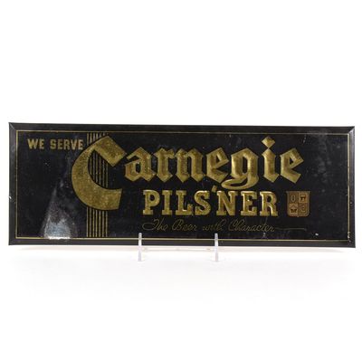 Sale Photo Thumbnail #362: Carnegie Pilsner Beer 1930s Tin-Over-Cardboard Sign RARE