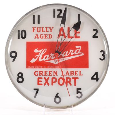 Sale Photo Thumbnail #356: Harvard Green Label Export Fully Aged Ale Illuminated Clock RON BAIRD RARE