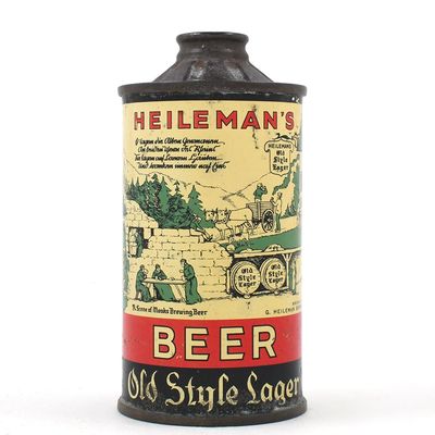 Sale Photo Thumbnail #141: Heilemans Old Style Lager Flat Bottom Cone Top PRE-TAX NO ALC STATEMENT UNLISTED