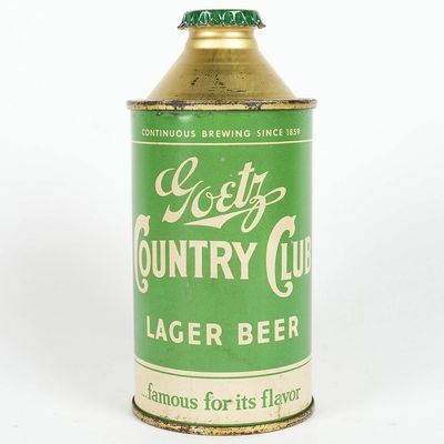 Sale Photo Thumbnail #112: Goetz Country Club Lager Beer Cone Top DNCMT 4 PERCENT 165-18