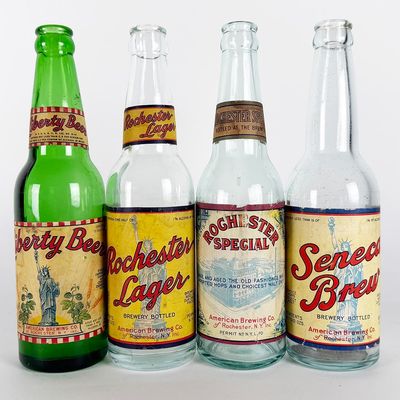 Sale Photo Thumbnail #451: Four American Brewing Labeled Bottles: Liberty, Rochester & Seneca NEW YORK