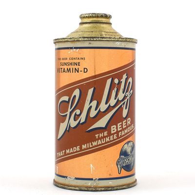 Sale Photo Thumbnail #288: Schlitz Vitamin D Beer Low Profile Cone Top ALC STATEMENT 183-24 TOUGH