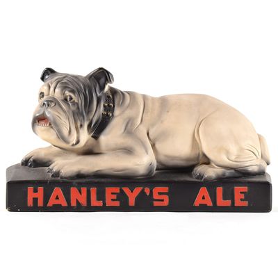 Sale Photo Thumbnail #349: Hanleys Ale 3D Bulldog Back Bar Statue OUTSTANDING