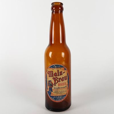 Sale Photo Thumbnail #419: Malz-Brau Beer 12 oz. IRTP Amber Labeled Bottle FRONTIER TONAWANDA