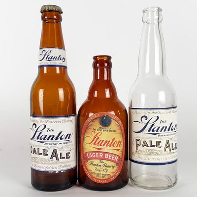 Sale Photo Thumbnail #449: Three Stanton Labeled Bottles: Pale Ale & Lager Beer TROY NEW YORK