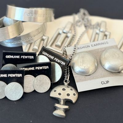 Sale Photo Thumbnail #27: 1960s/70s PEWTER JEWELRY COLLECTION
