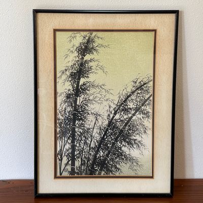 Sale Photo Thumbnail #51: POLYCHROME WOODCUT OF BLACK BAMBOO
