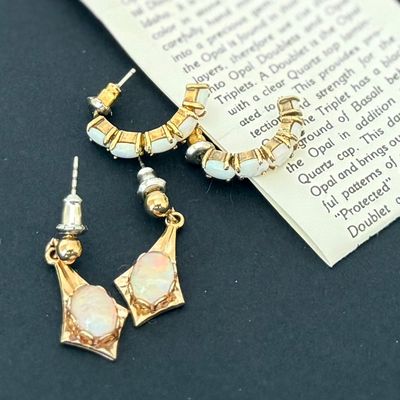 Sale Photo Thumbnail #26: TWO PAIRS OF GENUINE OPAL EARRINGS
