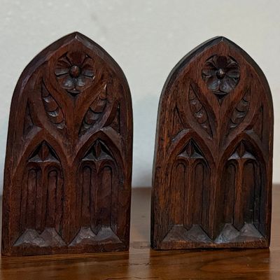 Sale Photo Thumbnail #78: CARVED WOOD BOOKENDS