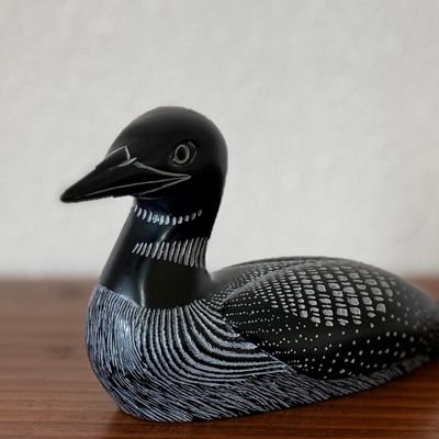 Sale Photo Thumbnail #61: BOMA CARVED BLACK STONE LOON FIGURINE