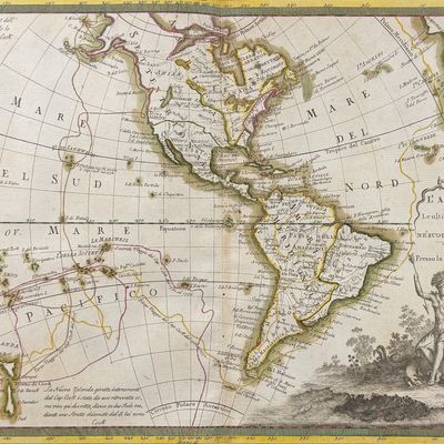 Cassini - Map of the Americas with the Sandwich Islands (Hawaii), New Zealand, and  part of Africa