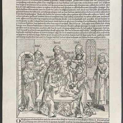 Schedel, pub. 1493 - The Blood Libel of Simon of Trent / Verso: Religious or Historic Figures & Comet or Star