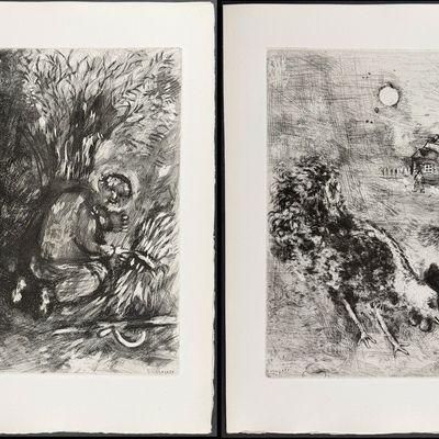 Chagall & Fontaine's Fables - 3 Etchings of Fables