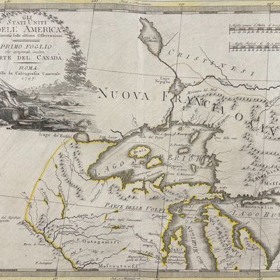 Cassini - Map of the Great Lakes, Canada (New France), part of the Mississippi River and North America