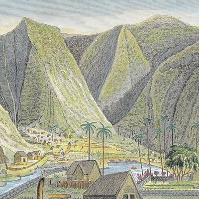 Ellis, Hawaii - The Valley of Waipio, in Hawaii, from the Sand Hills on the Beach [Sandwich Islands]