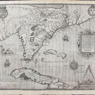 De Bry - Map of Florida (Southeast North America, Cuba, Bahamas)