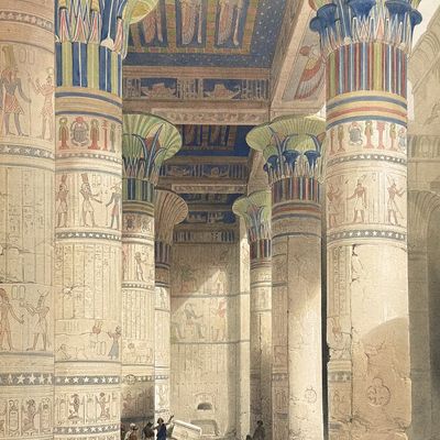 David Roberts - View under the Grand Portico of the Temple, Philae, In Nubia