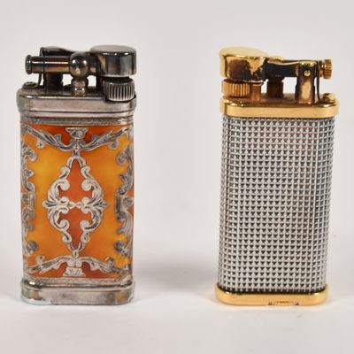 Sale Photo Thumbnail #262: 2 Dunhill and IM Corona Sterling Silver and Silver-Plated Lift-Arm Lighters