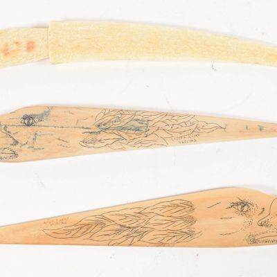 3 Walrus Bone Eagle Motif Letter Openers