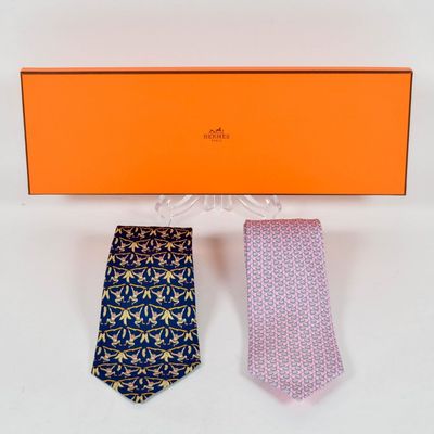 Sale Photo Thumbnail #152: 2 Hermes Silk Patterned Neckties