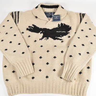 Sale Photo Thumbnail #113: Ralph Lauren Polo Sport Hand Knit Wool Blend Eagle Sweater, Size XL