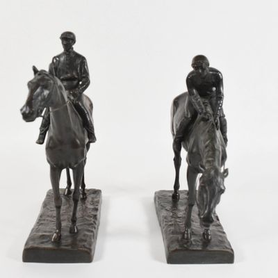 G. Ferrari Bronze Pair of Equestrian Statues