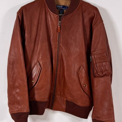 Sale Photo Thumbnail #127: Polo by Ralph Lauren Nutmeg Leather Bomber Jacket