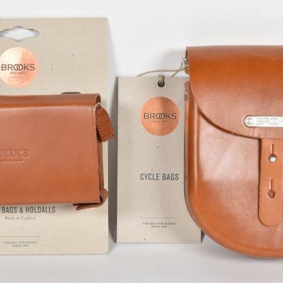 Sale Photo Thumbnail #139: 2 Brooks England Honey Leather B1 Saddle Bag and D-Shaped Tool Bag